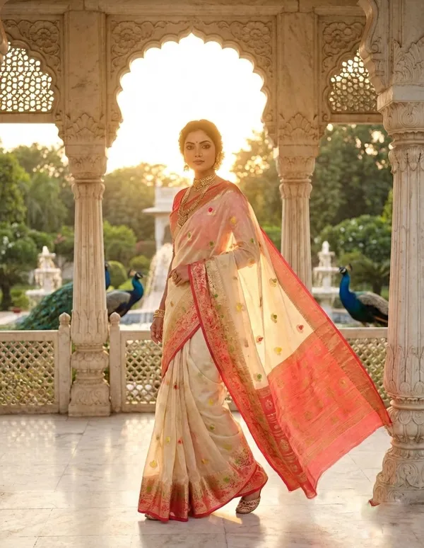 Rajsi_Ivory_Multicolor_Zari_Organza_Saree