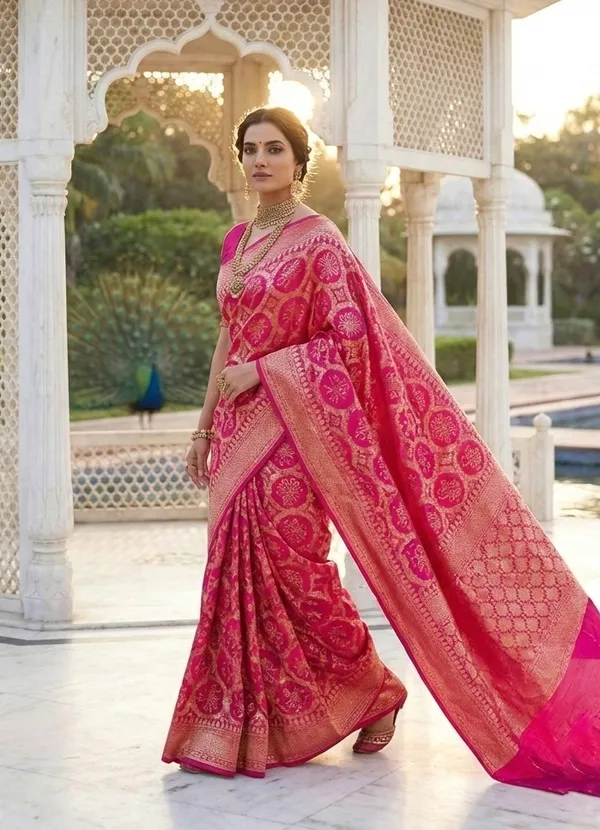 Rani_Rajwada_Pink_Zari_Organza_Saree