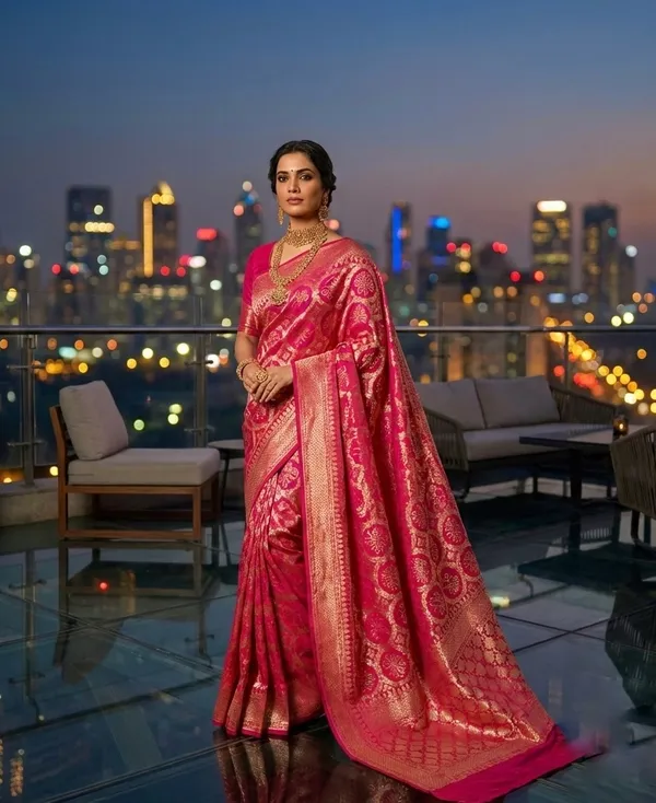 Rani_Rajwada_Pink_Zari_Organza_Saree