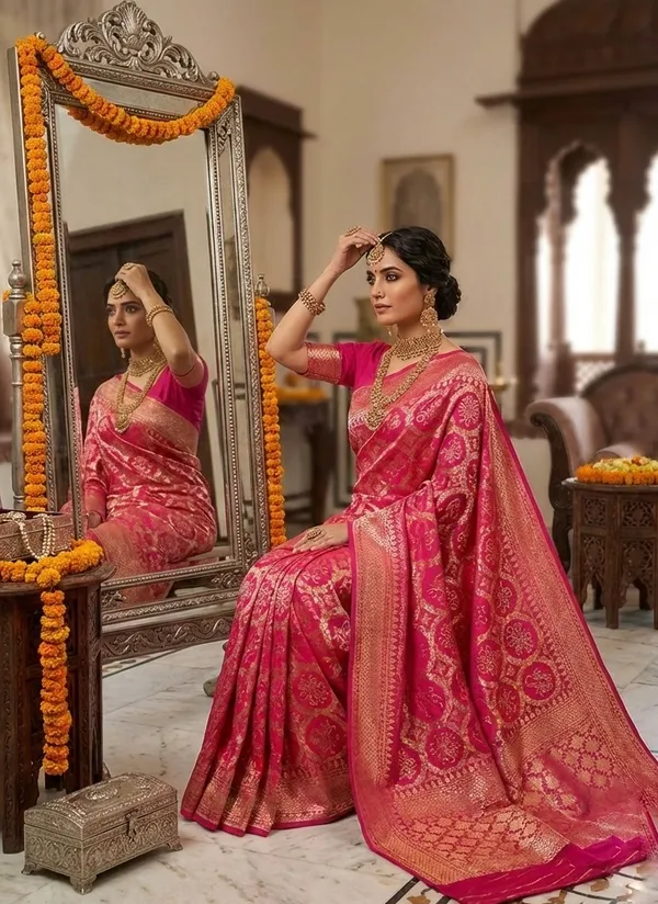Rani_Rajwada_Pink_Zari_Organza_Saree