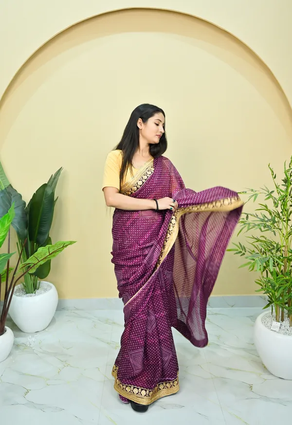 Regal_Deep_Purple_Bandhani_Motif_Saree_with_Antique_Gold_Border