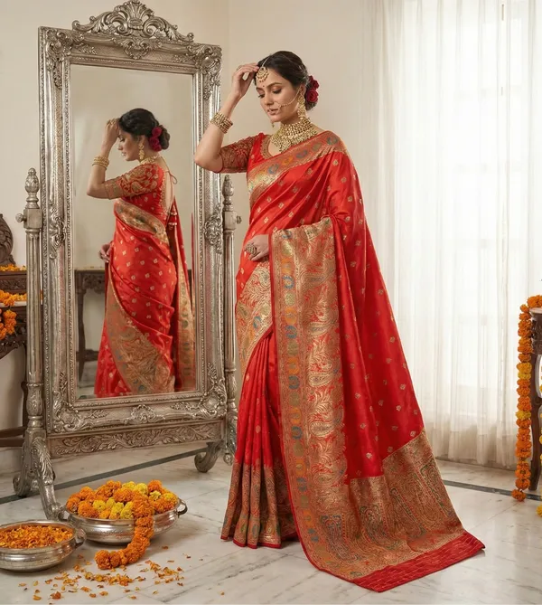 Royal_Crimson_Red_Silk_Saree_with_Antique_meenakari_Work