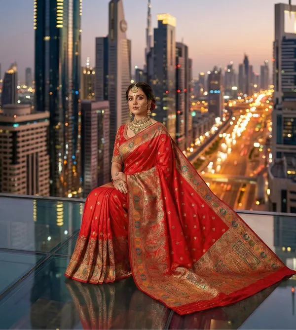 Royal_Crimson_Red_Silk_Saree_with_Antique_meenakari_Work
