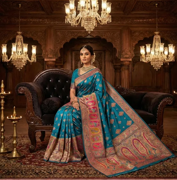 Royal_Teal_Blue_Silk_Saree_with_Rich_Meenakari_Zari_Work