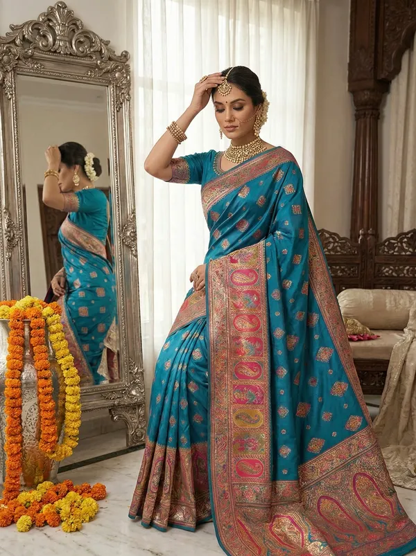 Royal_Teal_Blue_Silk_Saree_with_Rich_Meenakari_Zari_Work