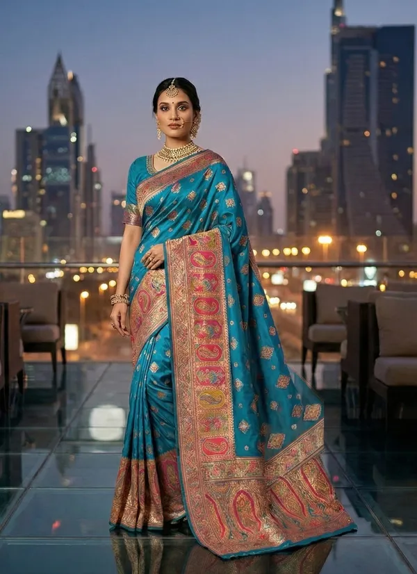 Royal_Teal_Blue_Silk_Saree_with_Rich_Meenakari_Zari_Work