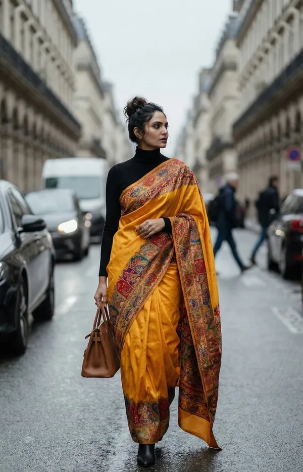 Traditional_Mustard_Yellow_Silk_Saree_with_Multi-Color_Meenakari_Work