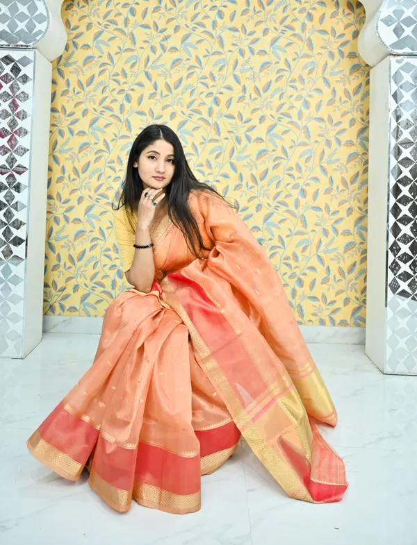 Sunset_Royale_Gold_Zari_Organza_Saree