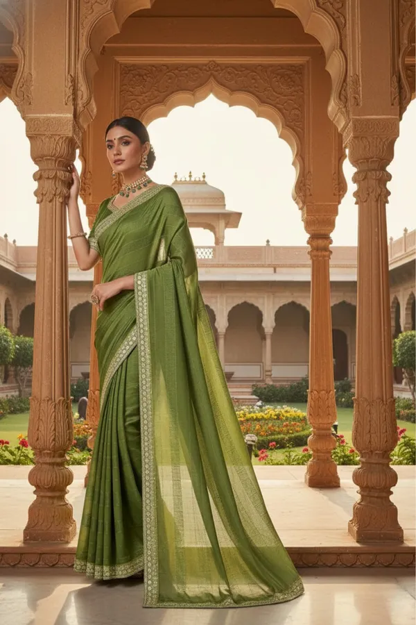 Olive_Green_Vetless_Regal_Woven_Saree