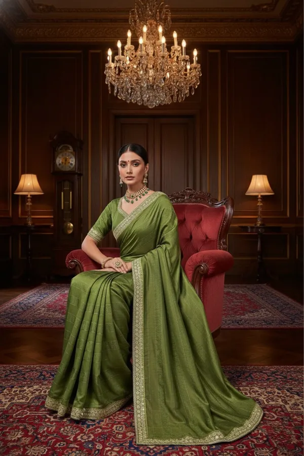 Olive_Green_Vetless_Regal_Woven_Saree