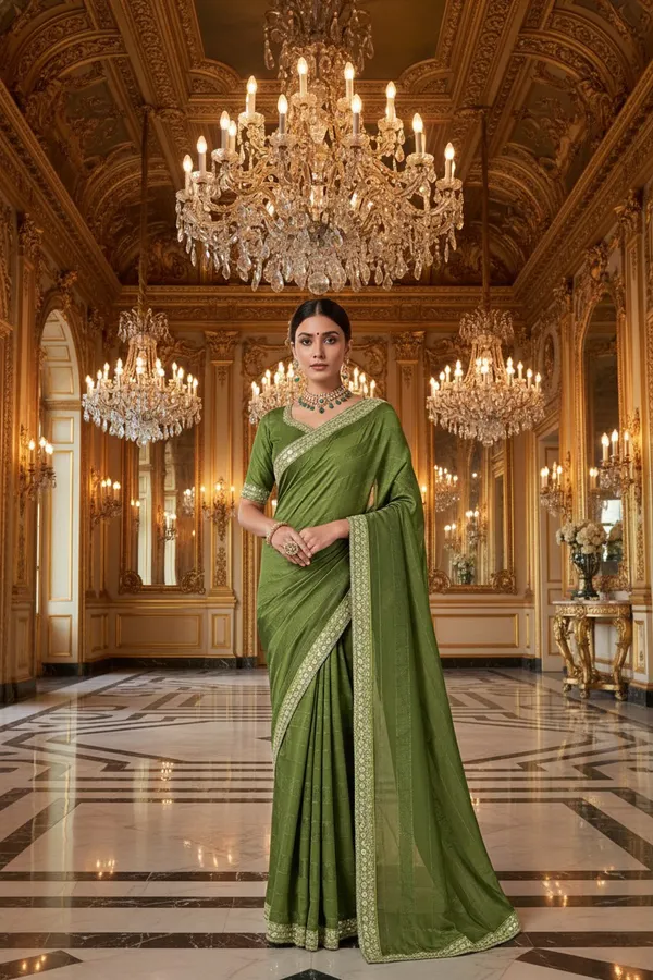 Olive_Green_Vetless_Regal_Woven_Saree