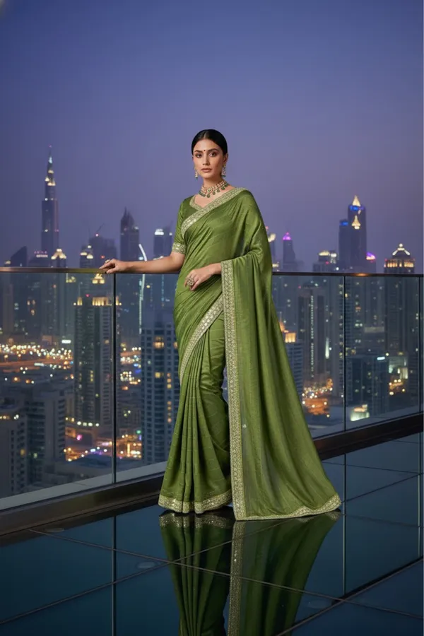 Olive_Green_Vetless_Regal_Woven_Saree