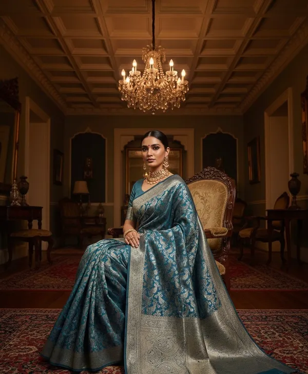 Exquisite_Indigo_Blue_Banarasi_Silk_Saree_With_Rich_Zari_And_Meenakari_Weave