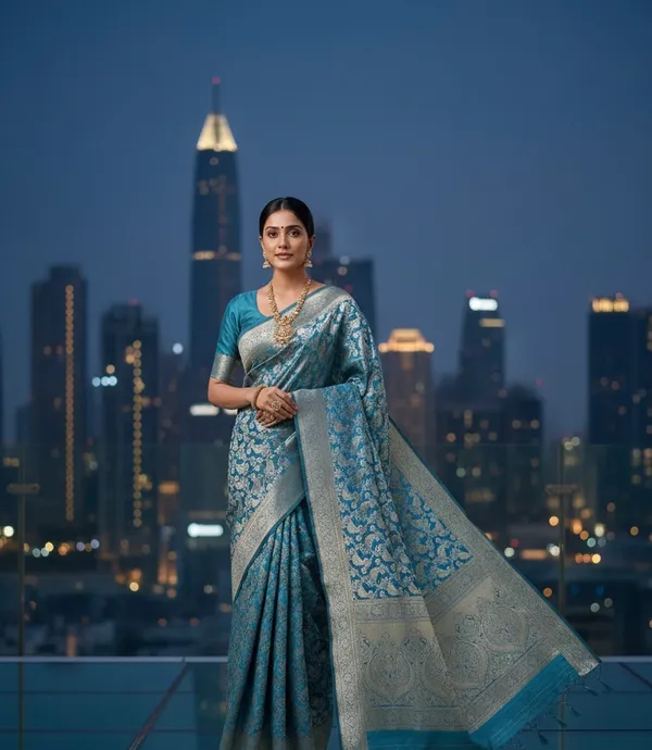 Exquisite_Indigo_Blue_Banarasi_Silk_Saree_With_Rich_Zari_And_Meenakari_Weave