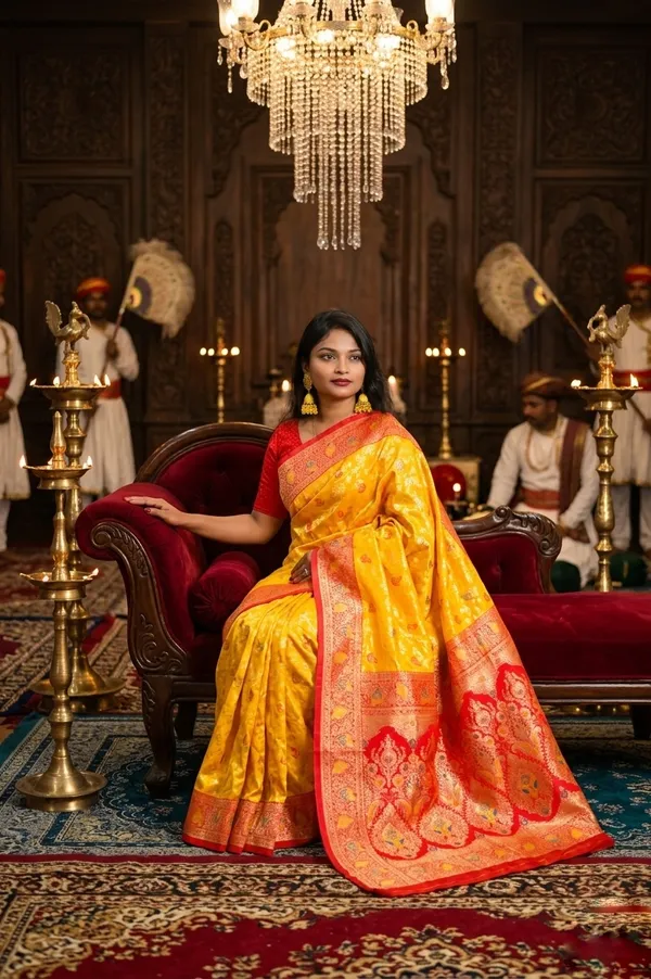 Vibrant_Yellow_Art_Silk_Saree_with_Contrast_Red_Zari_Border_and_Pallu