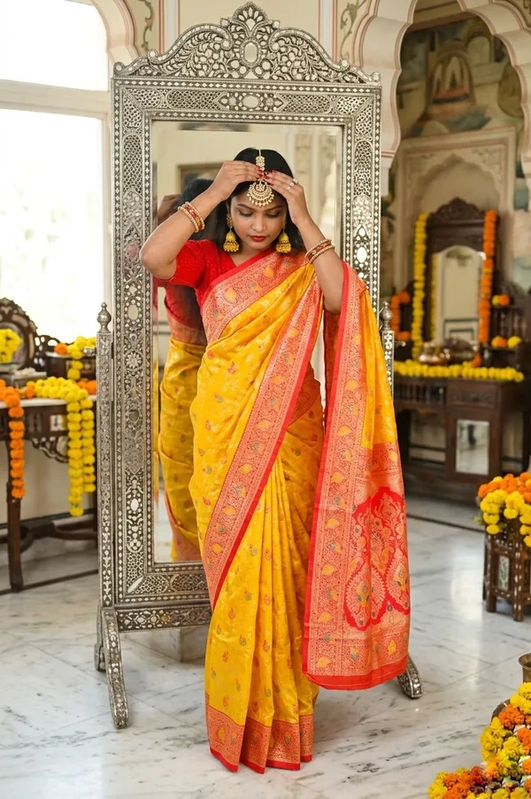 Vibrant_Yellow_Art_Silk_Saree_with_Contrast_Red_Zari_Border_and_Pallu
