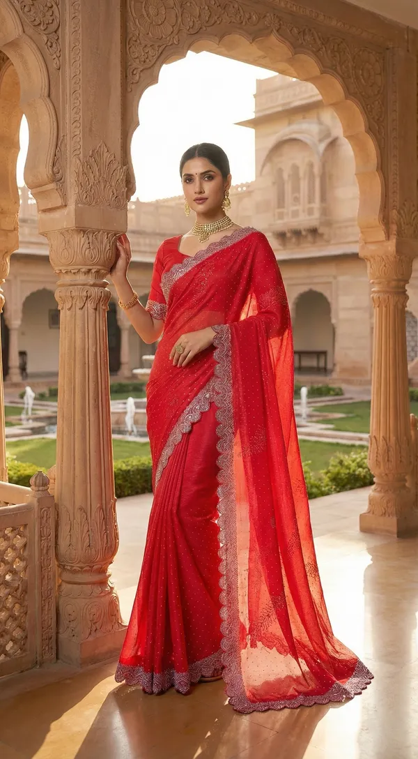 Red_Saree_With_Scalloped_Siroski_Crystal_Border
