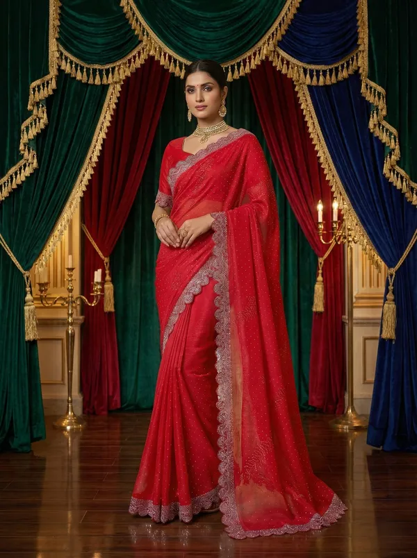 Red_Saree_With_Scalloped_Siroski_Crystal_Border