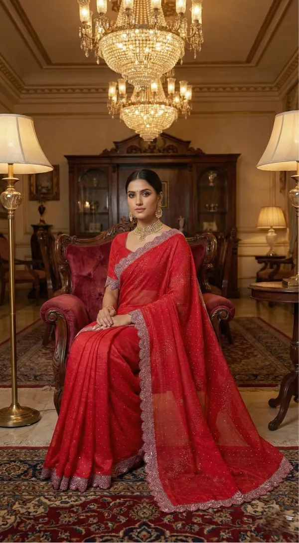 Red_Saree_With_Scalloped_Siroski_Crystal_Border