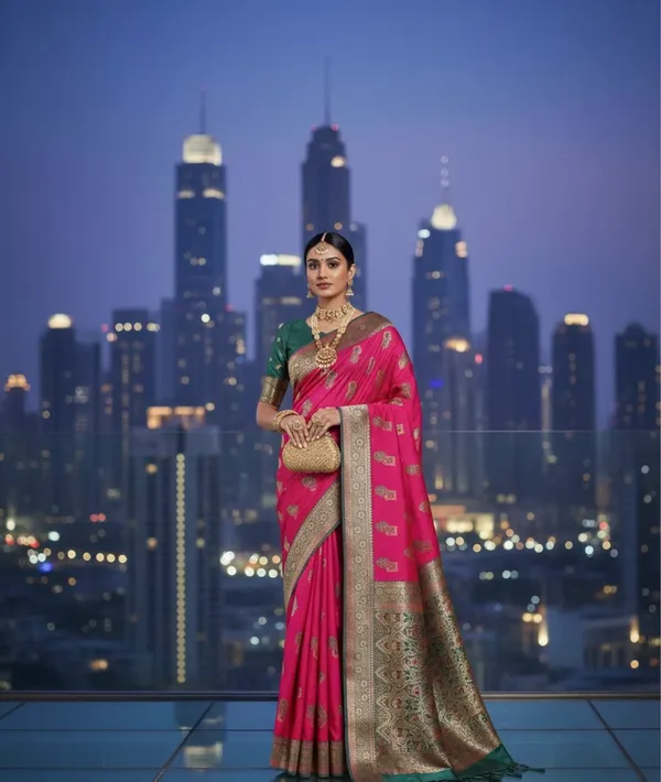 Regal_Rani_Pink_Banarasi_Silk_Saree_With_Antique_Zari_Border