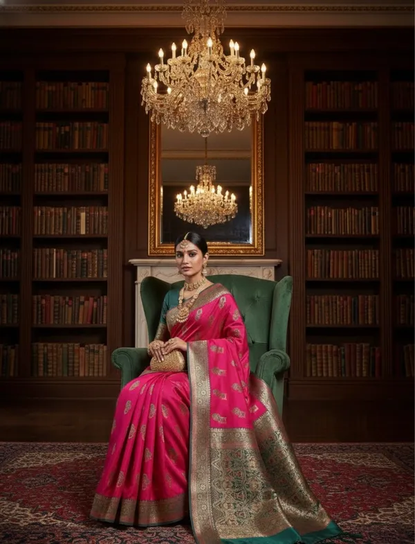 Regal_Rani_Pink_Banarasi_Silk_Saree_With_Antique_Zari_Border