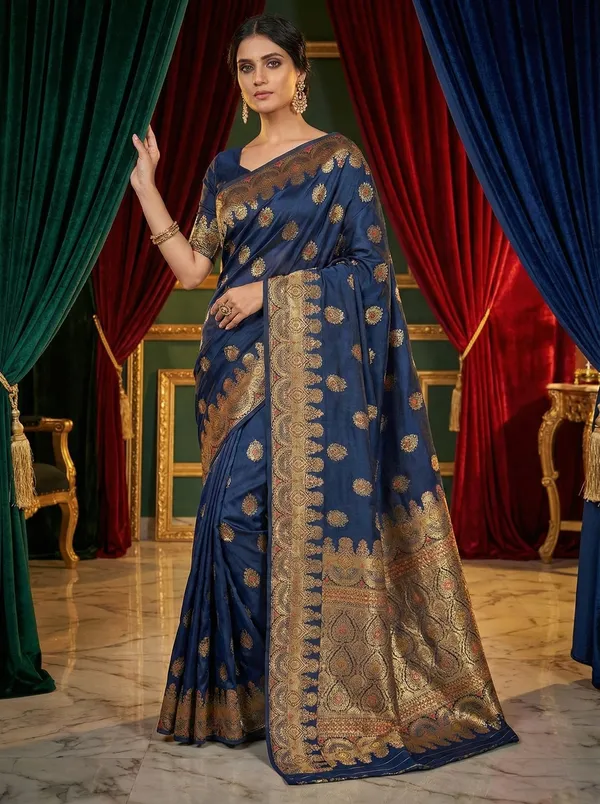 Midnight_Blue_Banarasi_Satin_Silk_Saree_With_Rich_Gold_Zari_Work