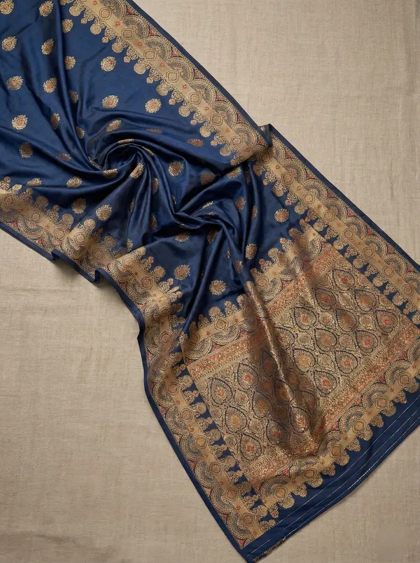 Midnight_Blue_Banarasi_Satin_Silk_Saree_With_Rich_Gold_Zari_Work