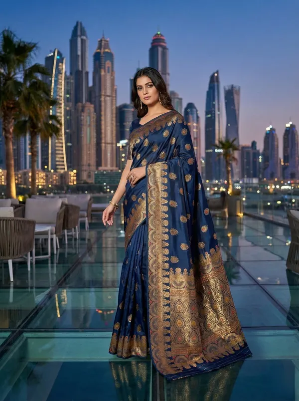 Midnight_Blue_Banarasi_Satin_Silk_Saree_With_Rich_Gold_Zari_Work