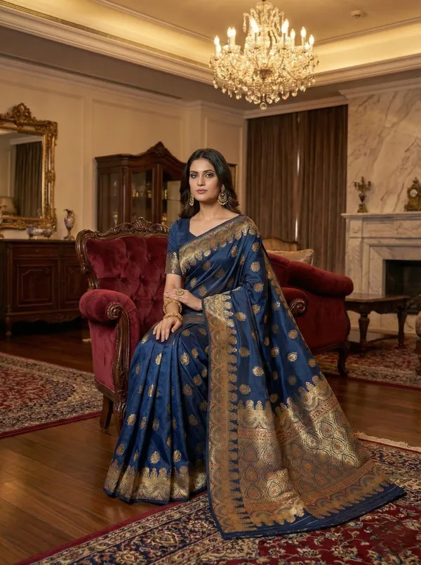 Midnight_Blue_Banarasi_Satin_Silk_Saree_With_Rich_Gold_Zari_Work