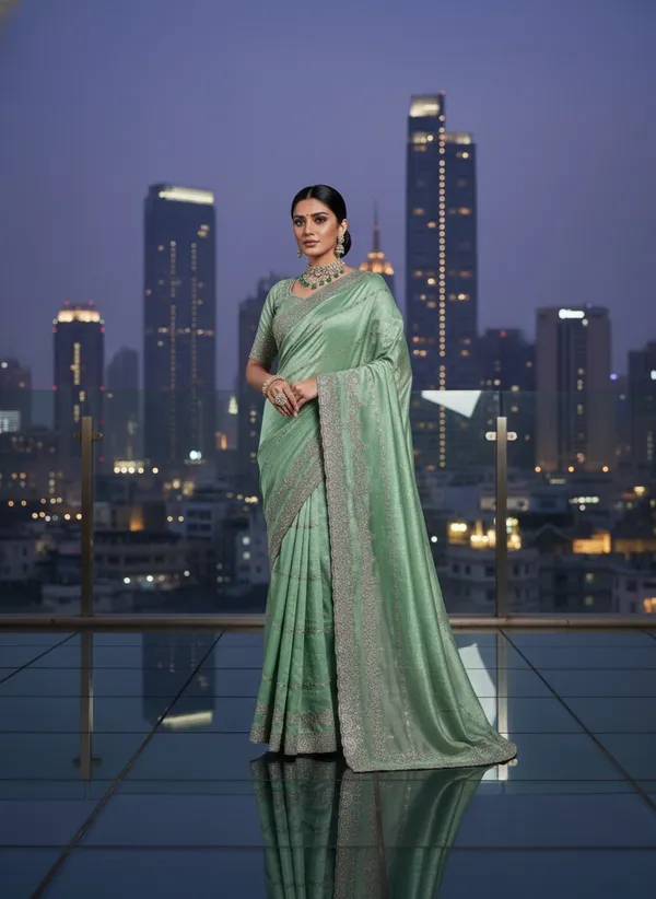 Mint_Green_Crunchy_Fabric_Saree_With_Intricate_Embroidery_And_Dmc_Stone_Work