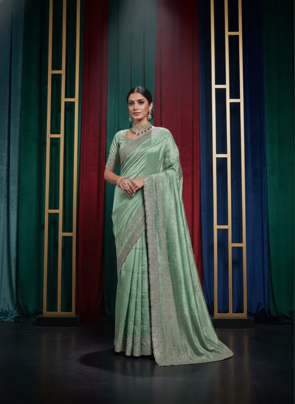 Mint_Green_Crunchy_Fabric_Saree_With_Intricate_Embroidery_And_Dmc_Stone_Work