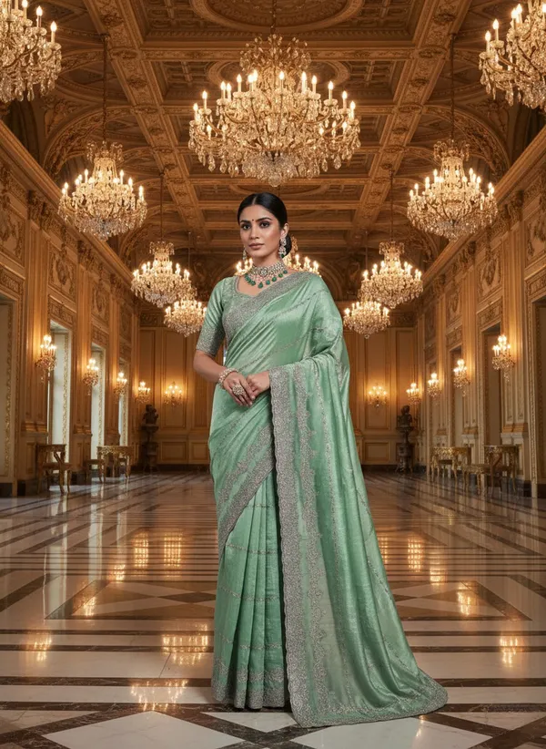Mint_Green_Crunchy_Fabric_Saree_With_Intricate_Embroidery_And_Dmc_Stone_Work