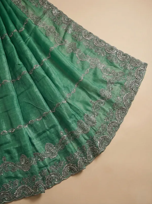 Mint_Green_Crunchy_Fabric_Saree_With_Intricate_Embroidery_And_Dmc_Stone_Work