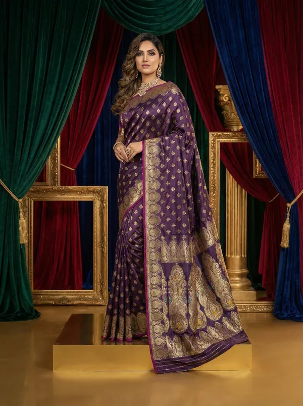 Deep_Purple_Royal_Aubergine_Satin_Silk_Saree_With_Rich_Gold_Zari_Woven_Paisley_Pallu