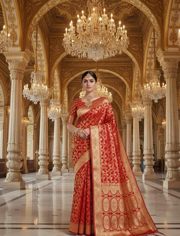 Crimson_Red_Elegance_Pure_Silk_Zari_Woven_Saree_With_Traditional_Pallu