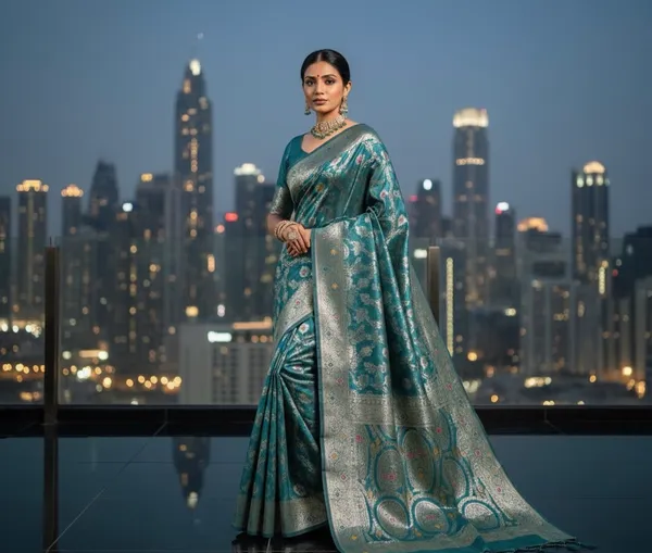 Opulent_Teal_Banarasi_Silk_Saree_With_Rich_Silver_Zari_Weaving