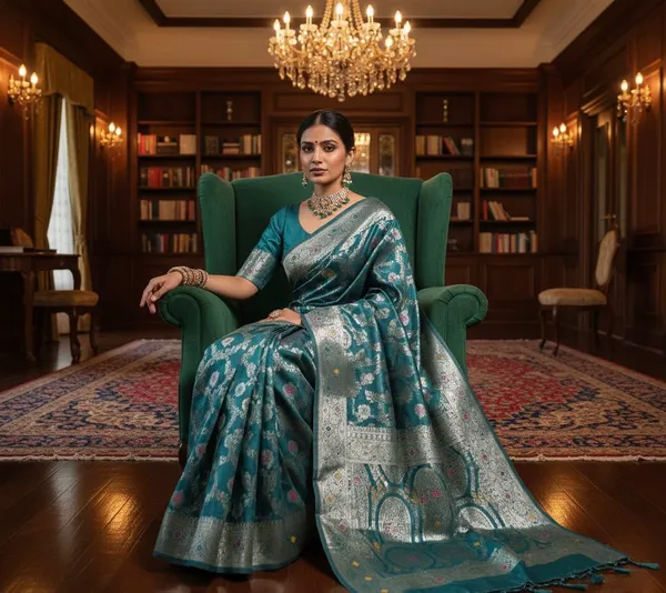 Opulent_Teal_Banarasi_Silk_Saree_With_Rich_Silver_Zari_Weaving