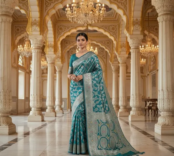 Opulent_Teal_Banarasi_Silk_Saree_With_Rich_Silver_Zari_Weaving