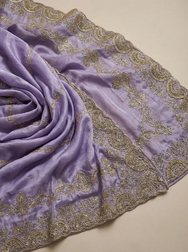 Lavender_Majestic_Periwinkle_Crunchy_Saree_With_Rich_Zari_And_Dmc_Quality_Stone_Work