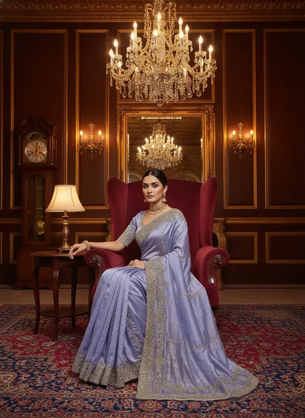 Lavender_Majestic_Periwinkle_Crunchy_Saree_With_Rich_Zari_And_Dmc_Quality_Stone_Work
