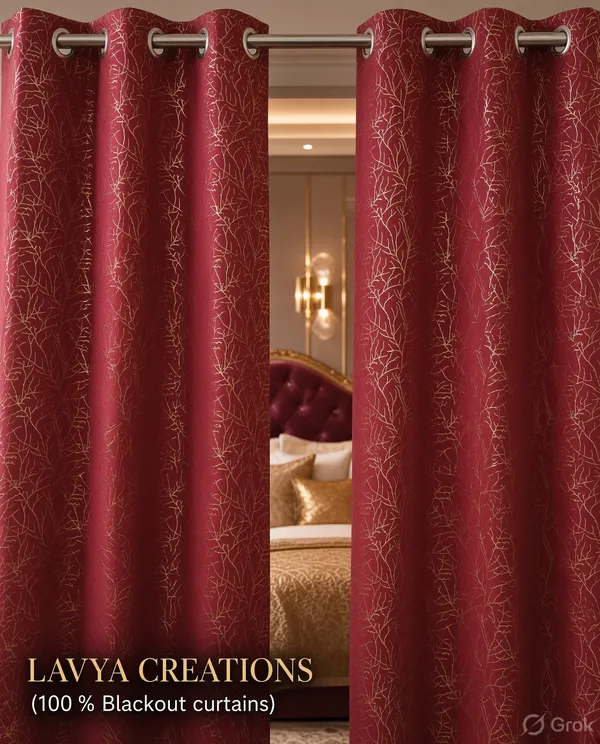 100%_BLACKOUT_FOIL_PRINT_CURTAINS.PACK_OF_TWO_CURTAINS.RED
