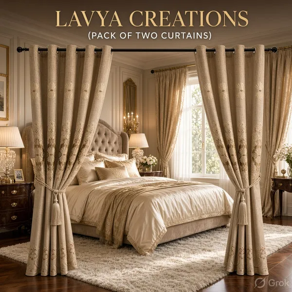 IMPORTED_CHANEEL_EMBROIDERY_PANEL_CURTAINS.PACK_OF_TWO_CURTAINS.GOLD