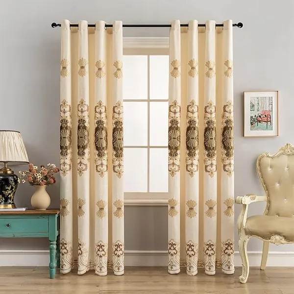 IMPORTED_EMBROIDERY_CURTAINS.PACK_OF_TWO_CURTAINS.IVORY/CREAM.