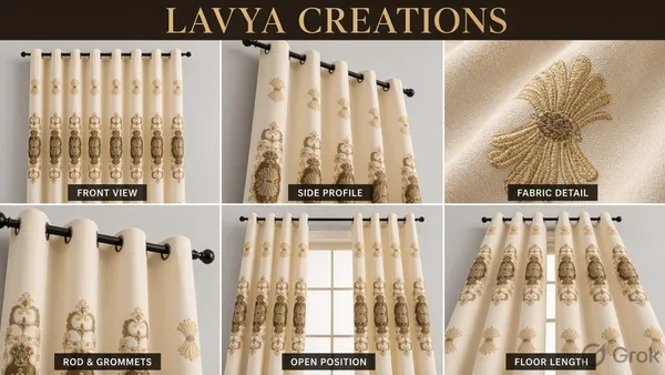 IMPORTED_EMBROIDERY_CURTAINS.PACK_OF_TWO_CURTAINS.IVORY/CREAM.