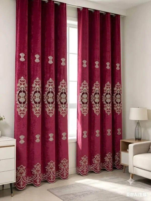 IMPORTED_EMBROIDERY_CURTAINS.PACK_OF_TWO_CURTAINS.BURGANDY.