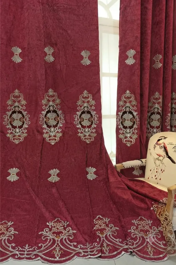 IMPORTED_EMBROIDERY_CURTAINS.PACK_OF_TWO_CURTAINS.BURGANDY.