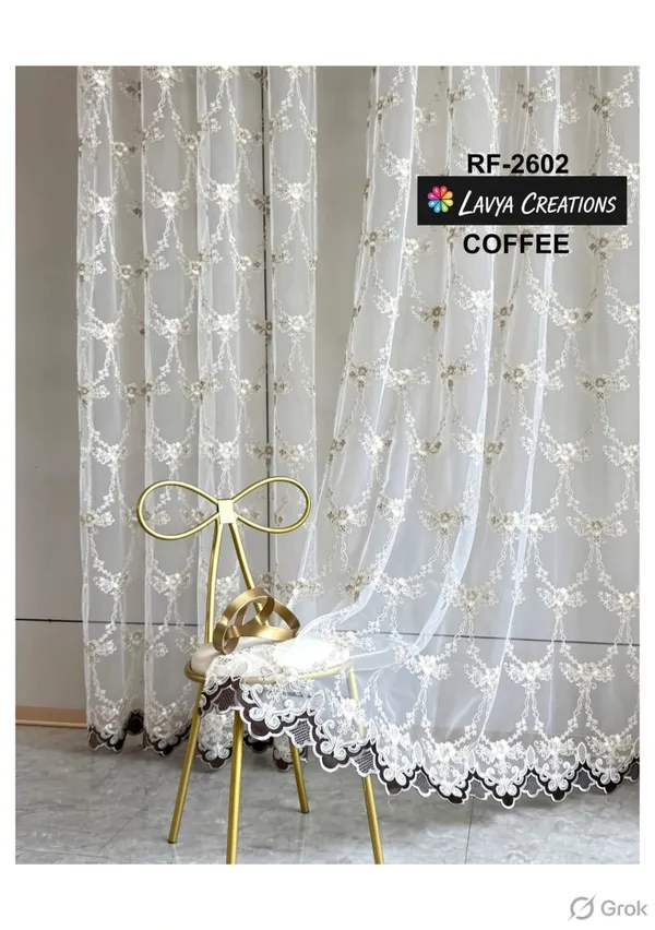 IMPORTED_TISSUE_EMBROIDERY_PANEL_CURTAINS.PACK_OF_TWO_CURTAINS.COFEE.