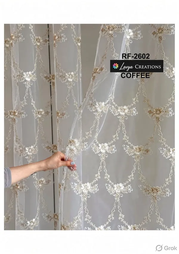 IMPORTED_TISSUE_EMBROIDERY_PANEL_CURTAINS.PACK_OF_TWO_CURTAINS.COFEE.