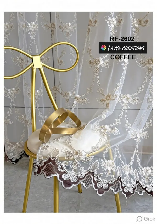 IMPORTED_TISSUE_EMBROIDERY_PANEL_CURTAINS.PACK_OF_TWO_CURTAINS.COFEE.