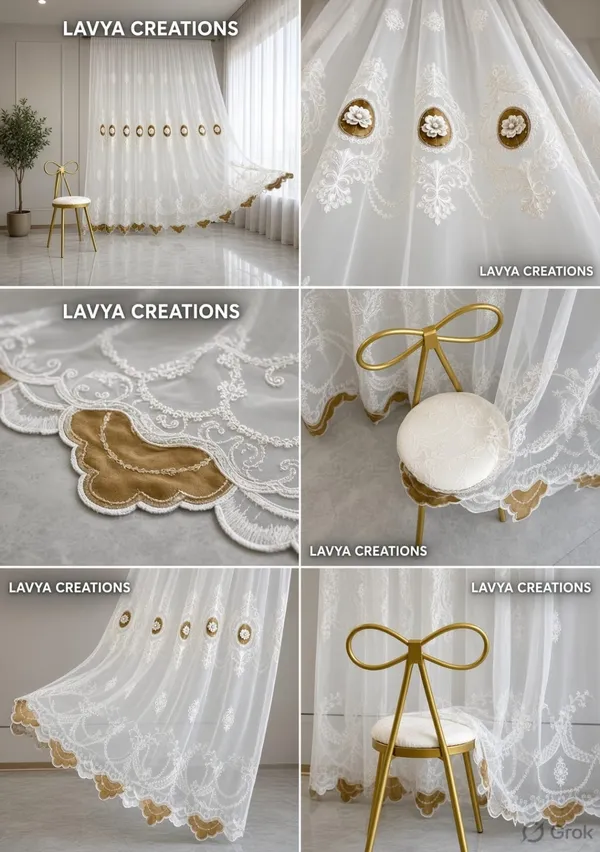 IMPORTED_TISSUE_EMBROIDERY_PATCH_WORK_CURTAINS.PACK_OF_TWO_CURTAINS.GOLD